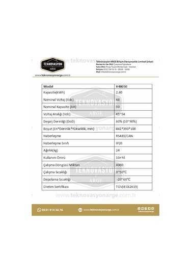 Pylontech H48050 Lityum Akü 48 Volt 50 Amper 2.4 Kw