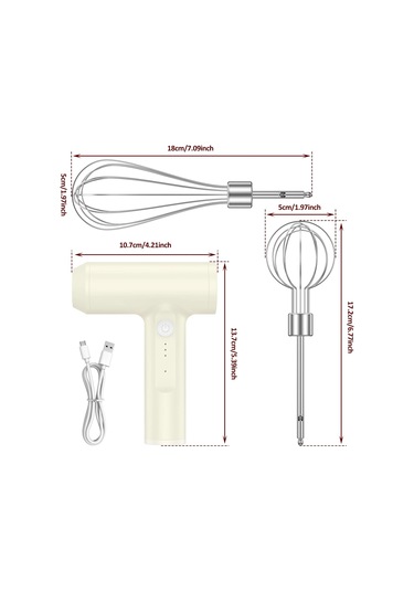Jialan Elektrikli Akülü Çırpma 2000mah Usb Şarj Edilebilir El Beyaz