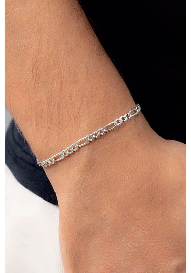 925 Ayar Gümüş 4 Mm Figaro Zincir Bileklik  Dgn20949