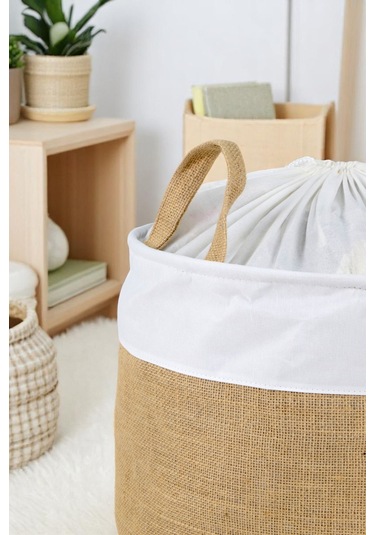 İronika Jüt Dolap İçi Organizer Oyuncak Kutusu Eşya Çamaşır Saklama Sepeti Düzenleyici Kutu 2li Set Kahverengi