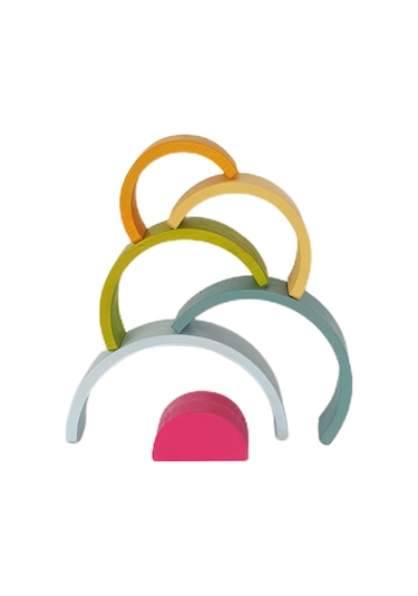 6'lı Pastel Renkler Waldorf Gökkuşağı Pegli Set Ahşap Oyuncak