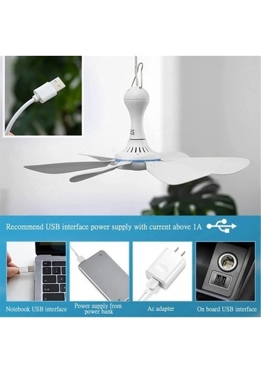 Sessiz 6 Yaprak Usb İle Çalışan Tavan Gölgelik Vantilatörü Kamp Yatağı Yurt Çadırı Için Asılı Vantilatör 6x2zyt Renkli