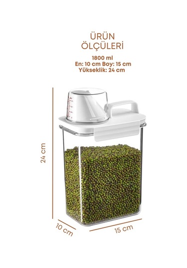 Novahub 3 Lü Sızdırmaz Depolama Kapağı, 1800 Ml Saklama Kabı Erzak Şeffaf