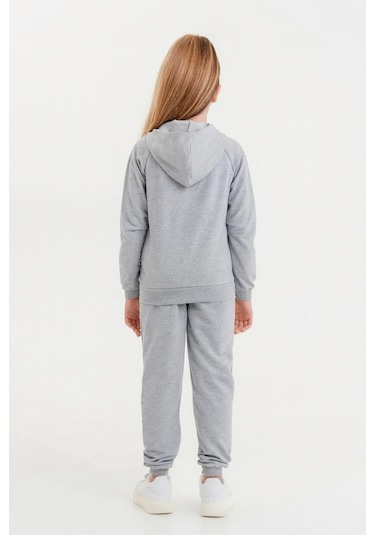 Kız - Erkek Çocuk Basic Fermuarlı Okul Eşofman Takımı Ak0785 Gri