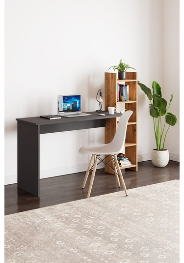 Kitaplıklı Fonksiyonel Çalışma Masası Antrasit Gri- Atlantik Çam Atlantik Çam - Gri