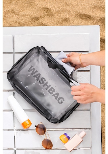 Porsima 3142 2li Şeffaf Seyahat Ve Makyaj Çantası Su Geçirmez Organizer Washbag