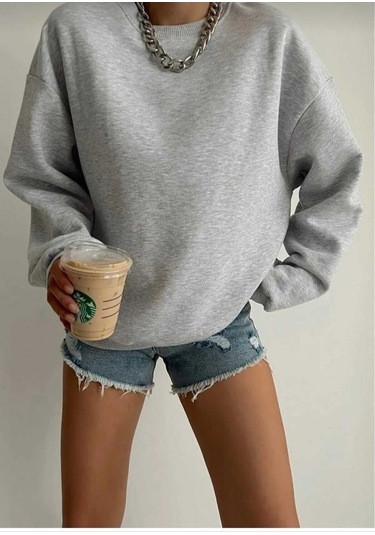 Kozia Outdoors Oyaka Baskılı Unisex Oversize Sweatshirt Gri