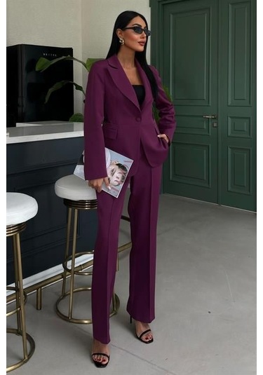 Sırt Dantel Detay Premium Takım Elbise 10031 Mürdüm