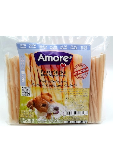 Amore Crazysticks Köpek Çiğneme Ödül Çubukları Natural 72'li