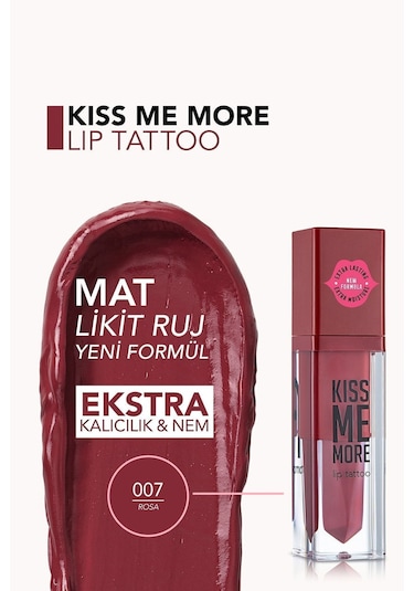 Flormar Uzun Süre Kalıcı Mat Ruj - Kiss Me More-007 Rosa-8682536040686