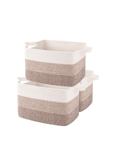 3 Parçalı Pamuklu Halat Depolama Sepeti Çok Renkli