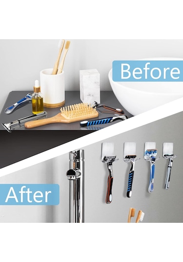 Lemestar 4'lü Paslanmaz Çelik Tıraş Bıçağı Askısı, Su Geçirmez, Kendinden Yapışkanlı, Banyo Ve Mutfak Organizasyonu İçin Diğer