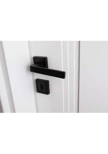 Saç Kare Siyah Lama Oda Kapı Kolu Ön - Arka Takım