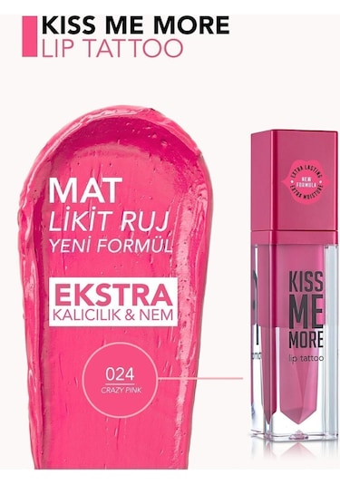 Flormar Uzun Süre Kalıcı Mat Ruj - Kiss Me More-024 Crazy Pink-8682536040914