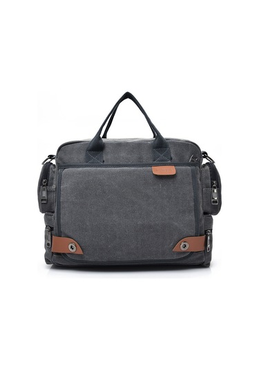 Çok Amaçlı Trend Çok Bölmeli Kanvas Büyük Kapasiteli Omuz Çantası D7017 Gri