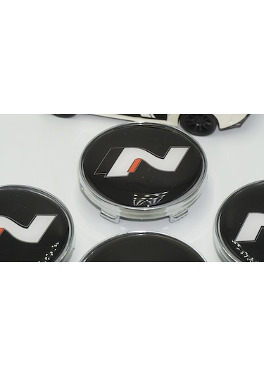 Hyundai N Line Logo Jant Göbeği Gümüş Siyah Kapak Seti 60mm
