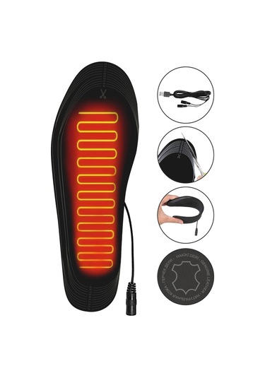 Elektrikli Taşınabilir Kablolu 35-45 Numara Deri Gri Isıtıcılı Ayakkabı Tabanlığı Gri