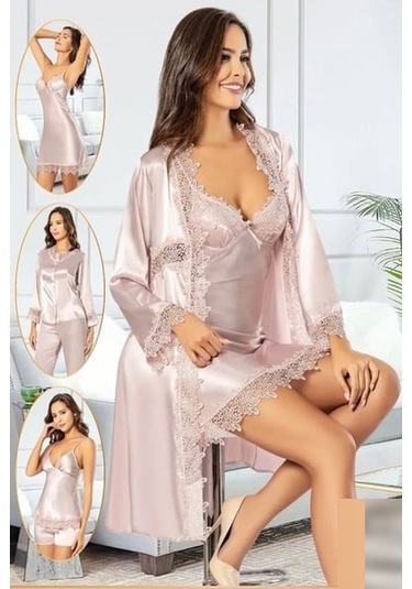 Xses 1002 Kadın Pudra Saten 6'lı Takım Pudra