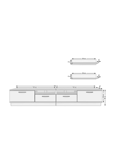 Decoraktiv Trendstyle 220r Slm Tv Ünitesi Tv Sehpası Beyaz - Siyah