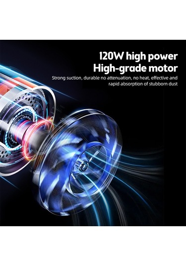 Geeroyoo Q8 El Tipi Süpürge 9000pa Güçlü Emme 120w 90 Katlanabilir Led Işıklı Kablosuz Araç/ev İkili Kullanım 4000mah Pil 120ml Kabin Beyaz