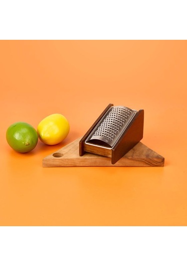 Arow Akasya Hazneli Sarımsak Rendesi - Kahverengi - 13x7x6 Cm Kahverengi