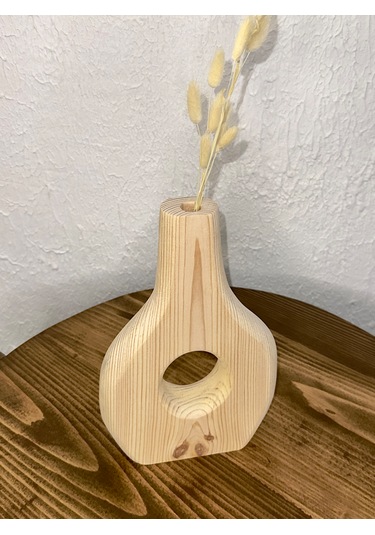 O&a Wood Doğal Ahşap Dekoratif Biblo Vazo Naturel