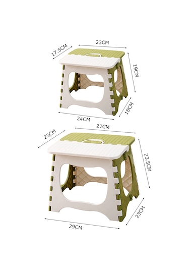 Konesam Yeşil Küçük Boy Taşınabilir Plastik Katlanabilir Tabure - Banyo, Bekleme Ve Ev Kullanıma Uygun Yeşil