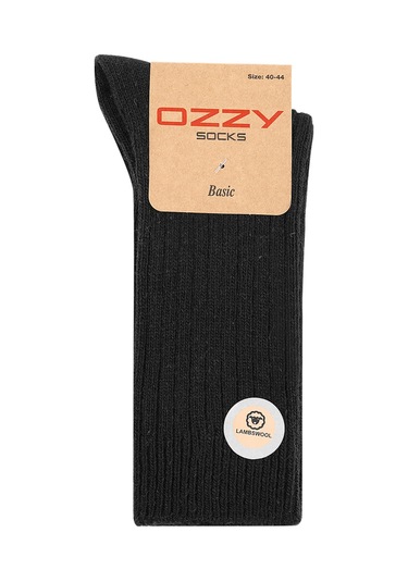 Kışlık Siyah Erkek Lambswool Yünlü Uyku Çorabı Soft Touch 1 Çift Siyah