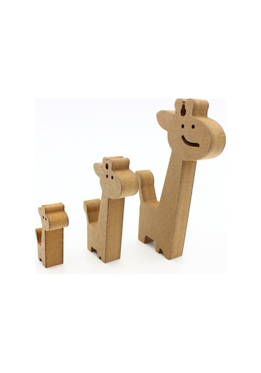 Na Neşeli Ahşap Ahşap Şirin Zürafa Figürü 3 Lü Takım 15cm 10cm 6cm Ahşap Boyama Ürünü.boyama Etkinliği.okul Öncesi Model 3lüşrnzürafaboyasız