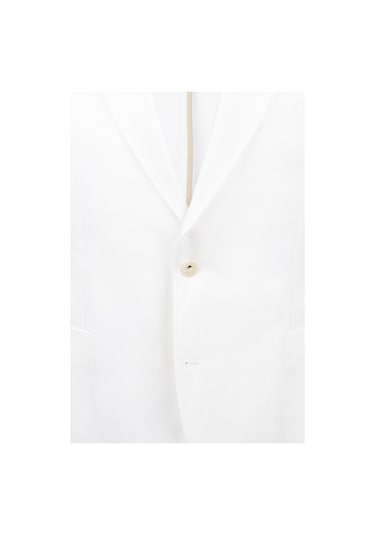 Hatemoğlu Beyaz Regular Fit Mono Yaka Casual Keten Ceket 27926 Beyaz