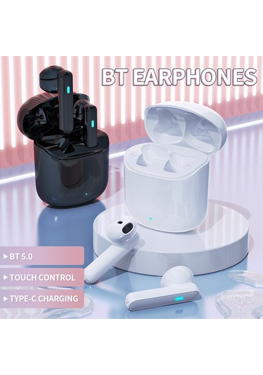 Leezsing Beyaz T9 Bluetooth 5.0 Kulaklıkları - Hafif, Dokunmatik Kontrol, Type-c Şarj, Bağımsız Çip Ve Gürültü Engelleme