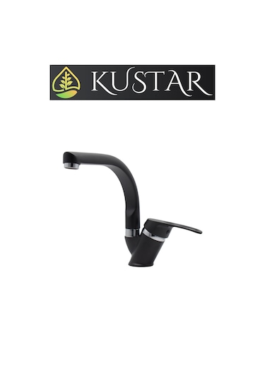 Kustar Tyal Kısa Mix Aç Kapa Banyo Lavabo Bataryası Siyah