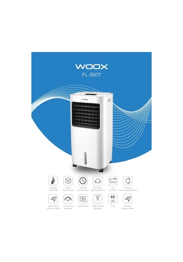 Woox Uzaktan Kumandalı Buz Kutulu Zaman Ayarlı 15lt Su Tanklı Dijital Ekran Hava Soğutucu, Nemlendirici