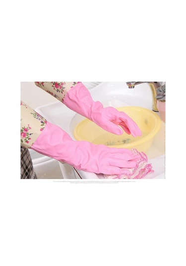 2 Çift Bulaşık Eldiveni Sıcak Kauçuk Eldiven Artı Polar Su Geçirmez Eldiven Uzun Kaymaz Temizlik Eldiveni Lgl