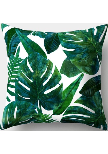 Devetabanı Tabanı Bitkisi Görselli Yastık Kırlent Kılıfı Yeşil