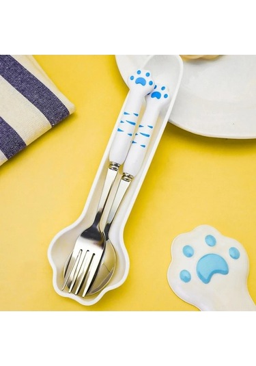 Fortunelane Stainless Steel Çelik Konforlu Kaşık-çatal Seti, Taşınabilir Kılıf İle, Isıya Dayanıklı, Yetişkin Ve Çocuklar İçin, Pembe