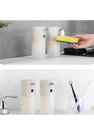 Anjiexun Otomatik Köpük Sabunluk Şarj Edilebilir Temassız Köpük Bej