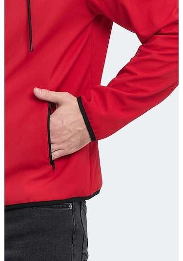 Slazenger Rangı Erkek Kapüşonlu Kırmızı Mont & Kaban Kırmızı