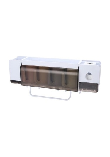 Willowhaven Çok Fonksiyonlu Diş Fırçası Tutucu Bardaklı Toz Geçirmez Diş Macunu Dağıtıcı Seti 2 Adet Beyaz Gri