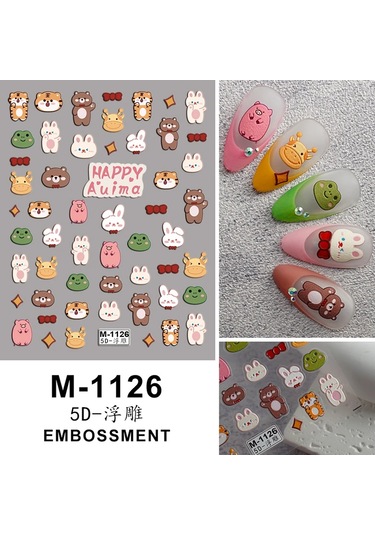 Nail Art Etiketler Çıkartmaları 5d Kabartmalı Kendinden Yapışkanlı Karikatür Çiçek Kelebek Yıldız Tırnak Çıkartmaları Deve Renk