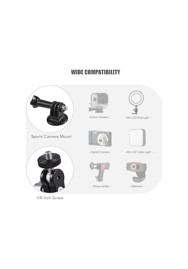 Geeroyoo Siyah Abs+metal Emici Cup Stant, İki Toplu Kafa İle 360 Döner, 450g Yük Kapasitesi, Spor Kamera Ve Telefon Uyumlu