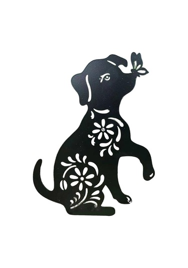 1/2 Adet Köpek Kazıkları Metal Kazıklar Bahçe Eklentisi Köpek Heykeli Süslemeleri Metal Köpek Şekli Heykeli Siluetleri Köpek Bahçesi Baş Yukarı Köpek