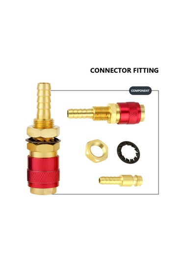 Konesam 3 Adet M8 Bakır Su/gaz Hızlı Bağlantı, Mıg Tıg Kaynak Torçları İçin Dayanıklı Su Sirkülasyonu Bağlantı Elemanı Kırmızı, Mavi, Bakır