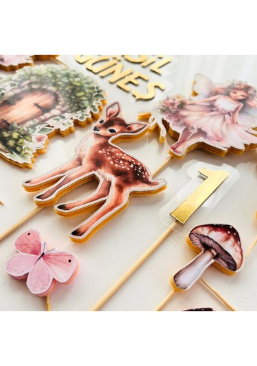 Peri Kızı Temalı Kız Çocuk Doğum Günü İsme Özel Pasta Süsü Seti