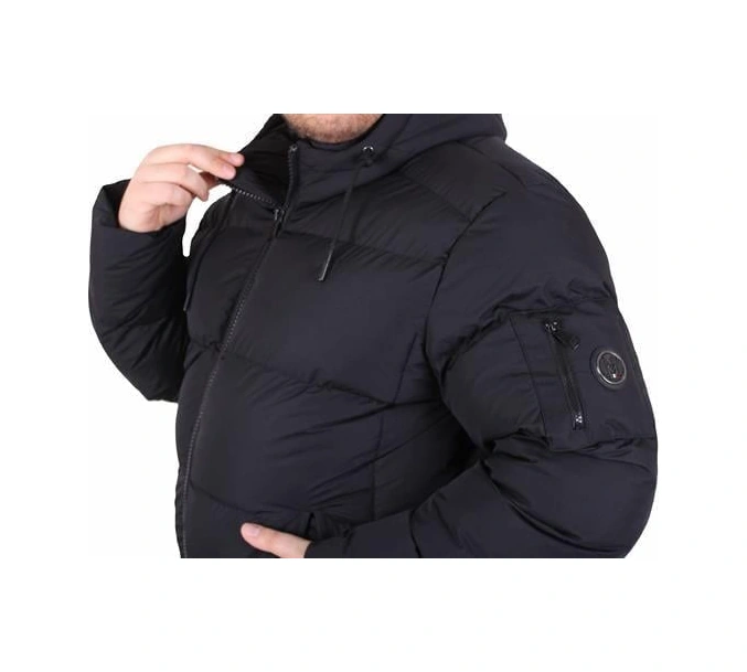 Starbattal Erkek Büyük Beden Kapüşonlu Mont Lusso 2505 Sıyah Siyah