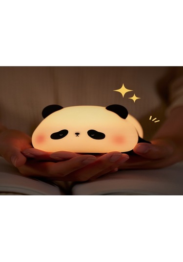 Yifomall Panda Silikon Gece Lambası Çocuk Odası Işıldak Usb Usb Uyku Yardımcı Dekoratif Alet Çok Renkli
