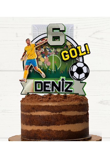 Futbol Temalı İsme Özel Erkek Çocuk Doğum Günü Pasta Süsü