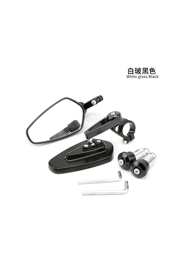 Vkemall Dayanıklı Cnc Alüminyum Motosiklet Retro El Aynası - Kolay Kullanım, Kompakt Tasarım, Siyah Beyaz Cam