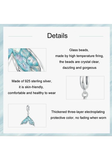 S925 Ayar Gümüş Okyanus Fantazi Balık Kuyruğu Dıy Kolye Boncuk Scc2911 Çok Renkli