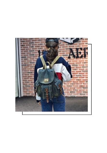 D9006 Çok Amaçlı Kot Sırt Çantası 001 40g Geo Black